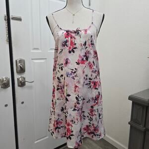 Bras N Things Sz 8 Floral Satin Chemise Pink Lace Slip Nightdress Sleepwear Sexy